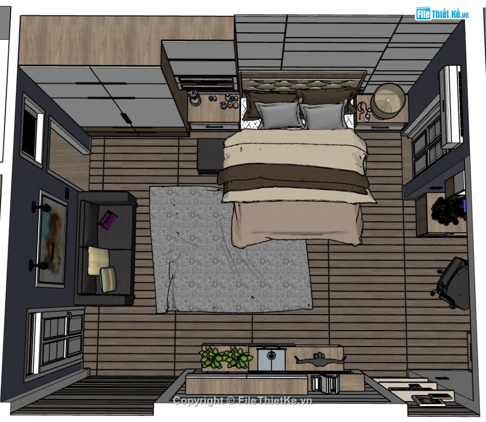 Nội thất phòng ngủ sketchup,phòng ngủ sketchup,phòng ngủ model sketchup,model phòng ngủ sketchup
