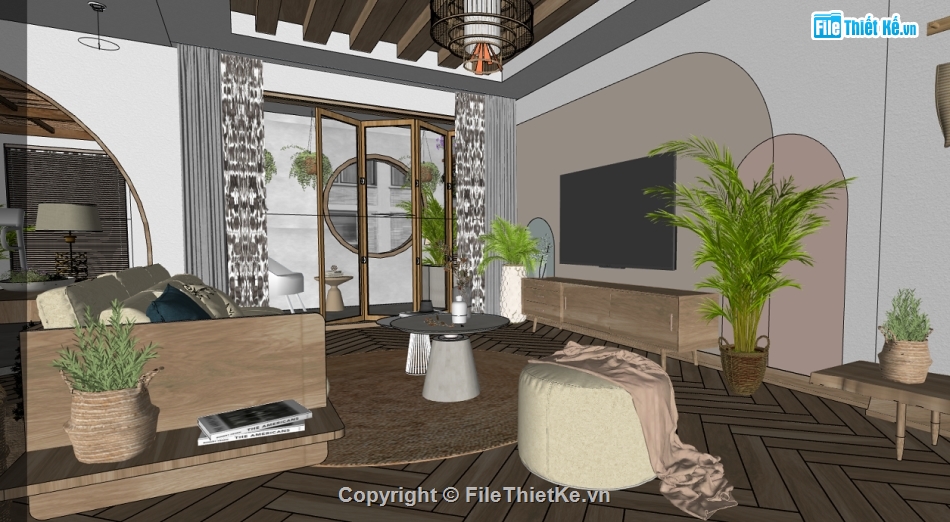 nội thất phòng khách file sketchup,model su dựng phòng khách,phòng khách gia đình dựng model su