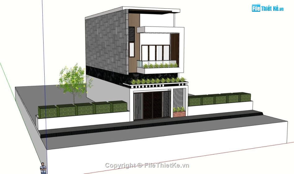 nhà phố 2 tầng,sketchup nhà phố 2 tầng,model su nhà phố 2 tầng