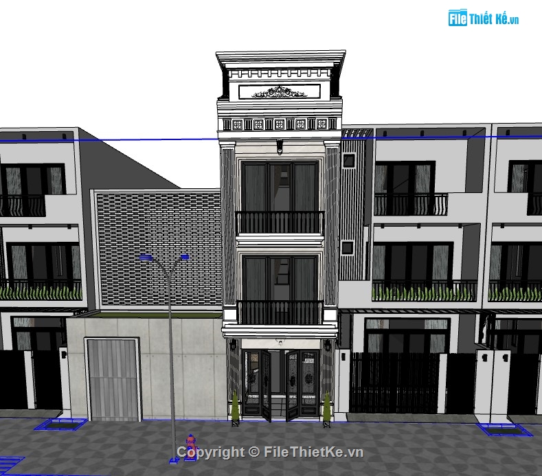 nhà 4 tầng,nhà phố 4 tầng,su nhà phố 4 tầng,sketchup nhà phố 4 tầng,su nhà phố