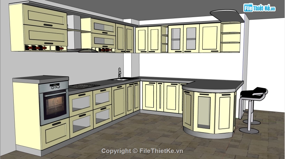 Thiết kế nội thất phòng bếp,nội thất phòng bếp,sketchup phòng bếp