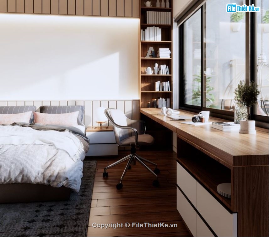 Thiết kế nội thất,thiết kế nội thất phòng ngủ hiện đại,phòng ngủ 3d sketchup