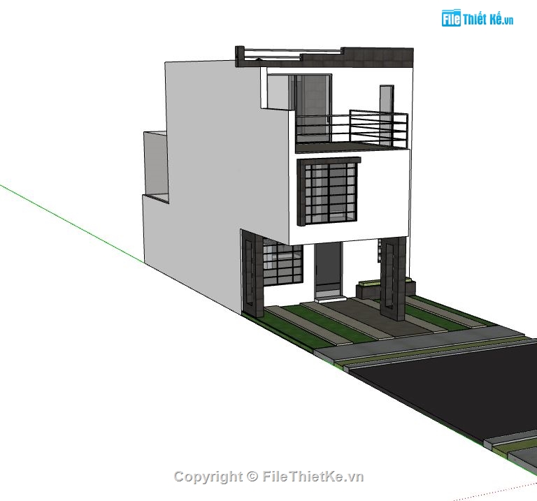 nhà phố 3 tầng,Thiết kế nhà phố,model sketchup nhà phố 3 tầng