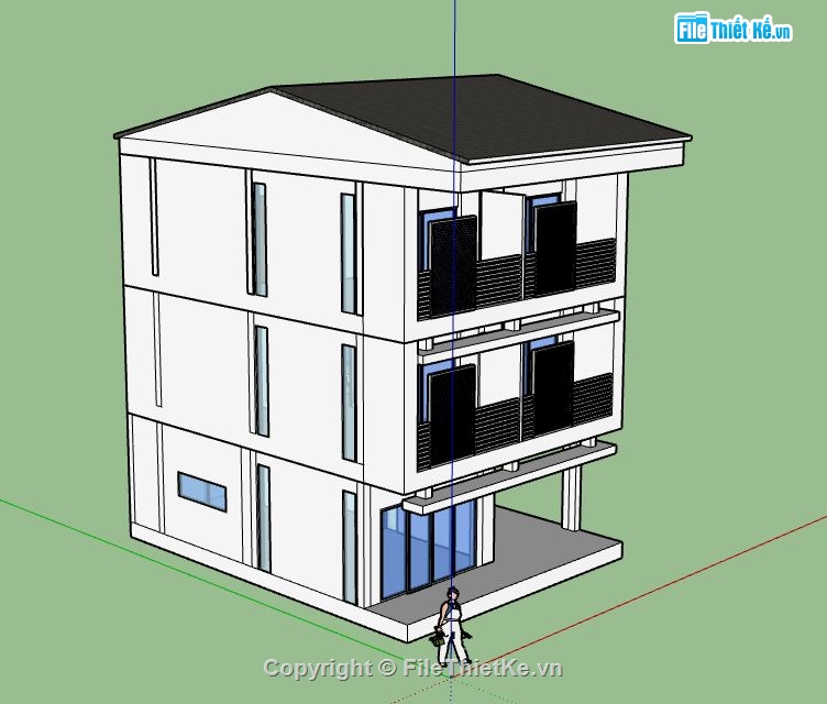 Nhà phố 3 tầng,model su nhà phố 3 tầng,file su nhà phố 3 tầng,sketchup nhà phố 3 tầng,nhà phố 3 tầng file su