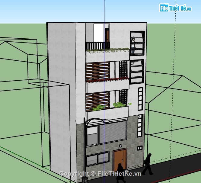 Nhà phố 5 tầng,model su nhà phố 5 tầng,file sketchup nhà phố 5 tầng,nhà phố 5 tầng file sketchup