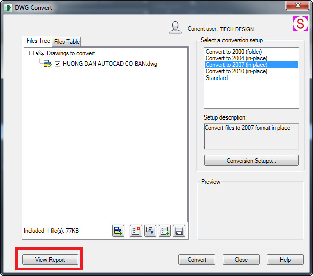Cách chuyển File AutoCAD , chuyển File AutoCAD version cao về Cad 2007 