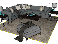 2 mẫu thiết kế dựng 3d sketchup sofa phòng khách