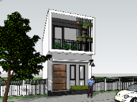 3D nhà phố 2 tầng 4.5x16m model sketchup 2021