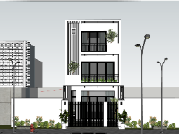 3D nhà phố 3 tầng 6x18m model sketchup 2021