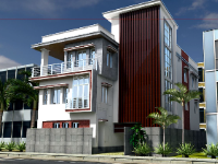 3D Sketchup biệt thự 3 tầng hiện đại