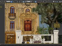 3DMAX Lâu đài biệt thự biệt phủ 3 tầng có hầm