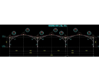 Autocad kết cấu nhà để xe thép 3 khoang 27x45m