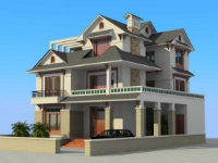 Autocad Kiến trúc biệt thự 3 tầng diện tích 13.5x13.5m