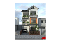 Autocad thiết kế kiến trúc biệt thự 3 tầng diện tích 7.1x21m