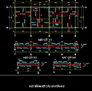 Bản cad biệt thự 3 tầng phần kết cấu