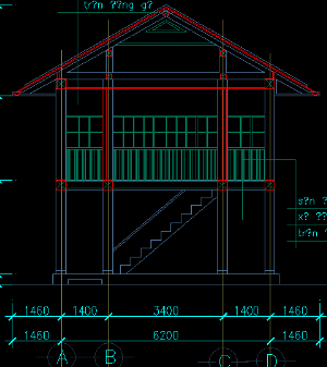 Bản CAD đo vẽ nhà sàn Bác Hồ