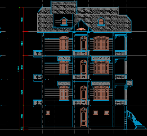 Bản cad mẫu thiết kế biệt thự 4 tầng kích thước 7.8x15.3m