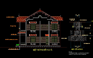 bản vẽ nhà 2 tầng,thiết kế nhà mái thái,nhà kích thước 7 x 12.3m