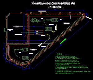 Bản vẽ autocad biện pháp thi công đào đất tầng hầm