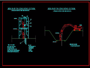 Bản vẽ autocad biện pháp thi công đóng cừ tràm, đóng cọc tre