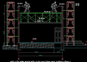 Bản vẽ autocad biện pháp thi công tháo dỡ toà nhà Quốc Hội