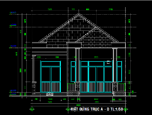 Bản vẽ autocad biệt thự một tầng rất đẹp chức năng đầy đủ 