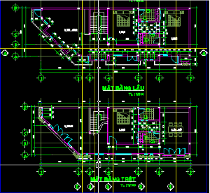 Bản vẽ autocad biệt thự (nhà vị trí góc đường) rất đẹp chức năng đầy đủ mặt bằng, mặt cắt, mặt đứng