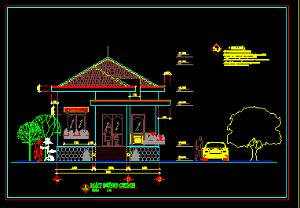 Bản vẽ autocad biệt thự sân vườn 1 tầng