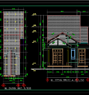 Bản vẽ autocad biệt thự ( trệt) đẹp đầy đủ mặt đứng, mặt cắt