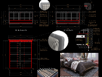 Bản vẽ Autocad bổ thiết kế giường ngủ hiện đại thương hiệu Minotti