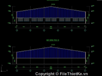 Bản vẽ autocad chi tiết thiết kế nhà xưởng 107x40m