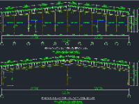 Bản vẽ Autocad kết cấu nhà xưởng khung thép tiền chế tiền chế 2 nhịp 72x216m
