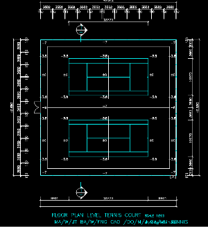 Bản vẽ autocad kích thước sân Tenis tiêu chuẩn