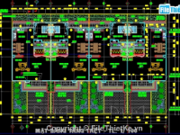 Bản vẽ autocad kiến trúc biệt thự liền kề (block 4 căn - mỗi căn kt: 12.2 x 8), đầy đủ kiến trúc