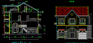 Bản vẽ autocad mẫu nhà 2 tầng dt 11 x 11m