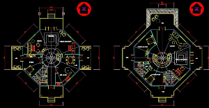 Bản vẽ autocad,biệt thự hiện đại,bản vẽ biệt thự,mẫu nhà bát giác,thiết kế nhà bát giác