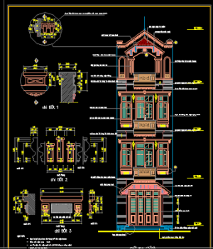 Bản vẽ autocad mẫu nhà phố 4 tầng