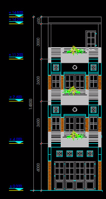 Bản vẽ autocad mẫu nhà phố 4,5 x 18m