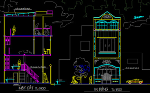 Bản vẽ autocad,Bản vẽ nhà phố,nhà 3 tầng,thiết kế nhà phố