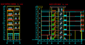 Bản vẽ autocad mẫu nhà phố rộng 9m kiến trúc đẹp