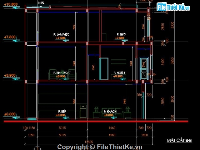 Bản vẽ Autocad Nhà 3 tầng kích thước 7x12m