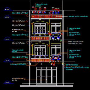 Bản vẽ autocad nhà phố 3 tầng