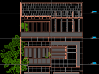 Bản vẽ autocad nhà phố 3 tầng 8x10m