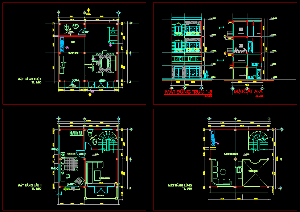 Bản vẽ autocad nhà phố 3 tầng kích thước 6x6m