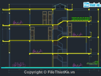 Bản vẽ autocad Nhà phố 3.5 tầng kích thước 3.98x17.5m