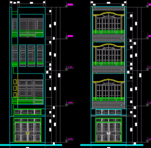 Bản vẽ autocad nhà phố 4 tầng