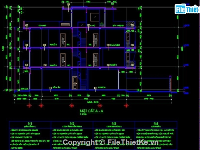 Bản vẽ Autocad Nhà phố 4X26m 4 tầng.(Bao gồm : Kiến trúc-kết cấu-điện nước)