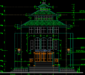 Bản vẽ autocad nhà thờ Bến Cát- Gò Vấp