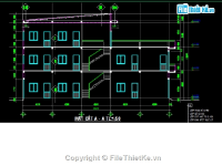 Bản vẽ,Phòng trọ,kiến trúc 3 tầng,Bản vẽ autocad,bản vẽ autocad kiến trúc 3 tầng,Bản vẽ kiến trúc Nhà