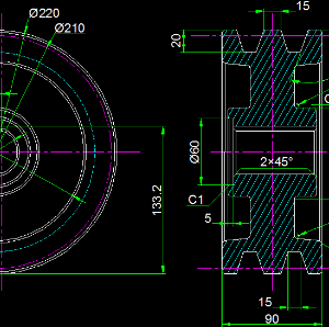 Bản vẽ chi tiết,chi tiết ròng rọc,cad ròng rọc